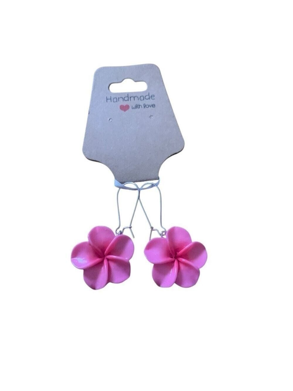 Pink Flower Dangle Earrings Handmade